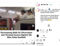 Viral, Video Penumpang Batik Air Diturunkan karena Tak Mau Pakai “Seatbelt”, Ini Kronologinya