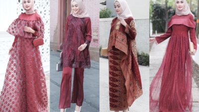 Inspirasi Busana Muslim Warna Merah Maroon Pas Buat Kondangan, Mewah