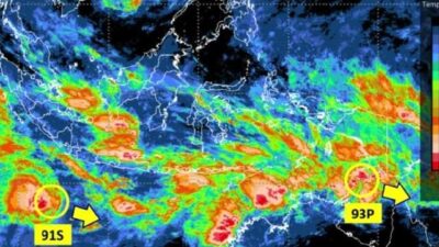 Waspada Cuaca Ekstrem Akibat Duet Bibit Siklon 90S dan 91S dan Vorteks Borneo, Area Mana yang Terdampak?