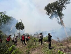Kapolres AKBP Emil Memimpin Seluruh Perwira Polres Rohul dalam Memadamkan Api di Lokasi Karhutla