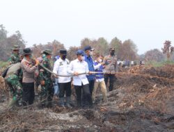 Bupati Rohil Mendampingi Menteri LHK dalam Tinjauan Langsung Karhutla di Kecamatan Kubu